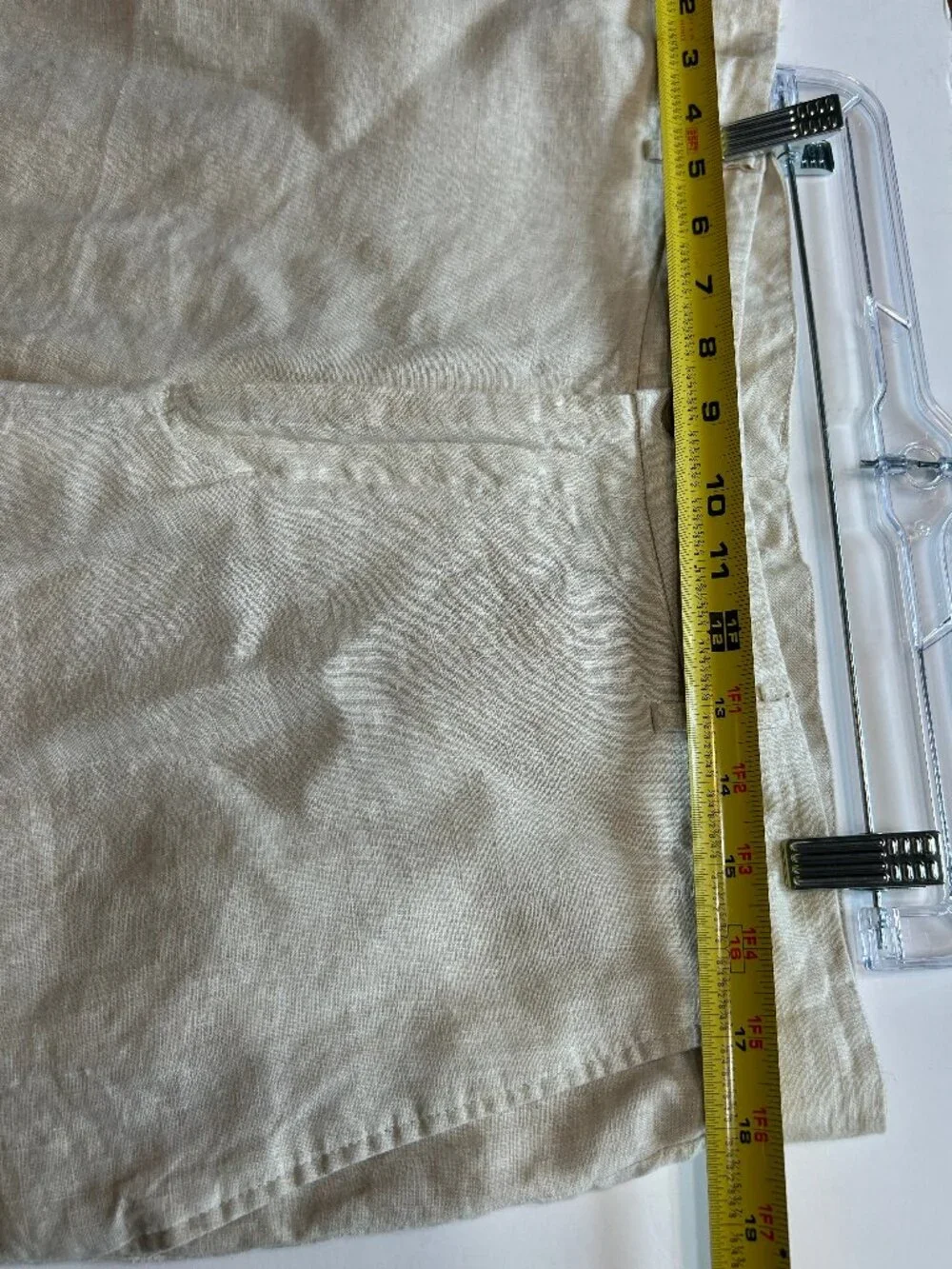 100% Linen Pants Men 38x32 Natural Oatmeal Beige WideLeg Relaxed Coastal Grandpa